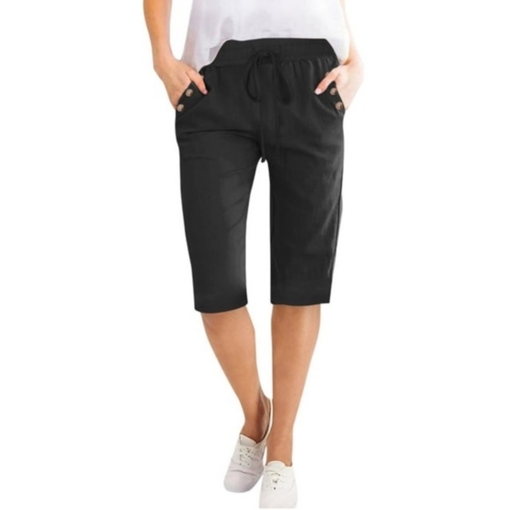 nwt $235 Pure DKNY Oversized Drawstring Bermuda Shorts w/ Pockets Elastic Waist
